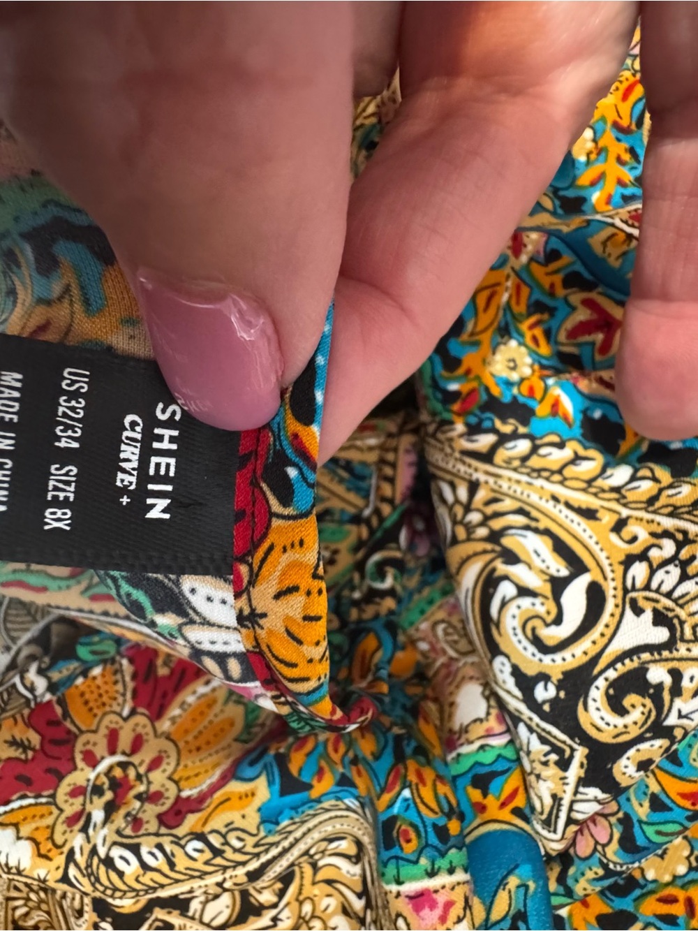 SHEIN Teal Multi Paisley Keyhole Tunic Top  PLUS SIZE:  8X   #C - Picture 7 of 7